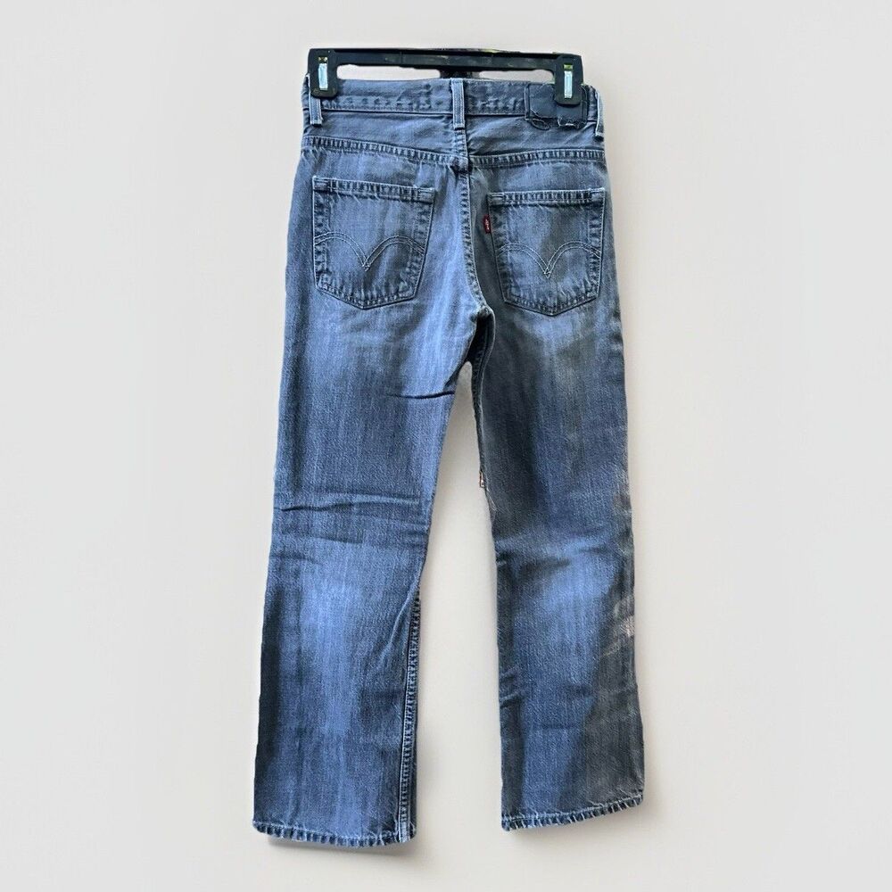 VTG Y2K Levis 527 Bootcut 100% Cotton Denim Jeans Boys 10 25x25 Black Faded - Picture 2 of 13